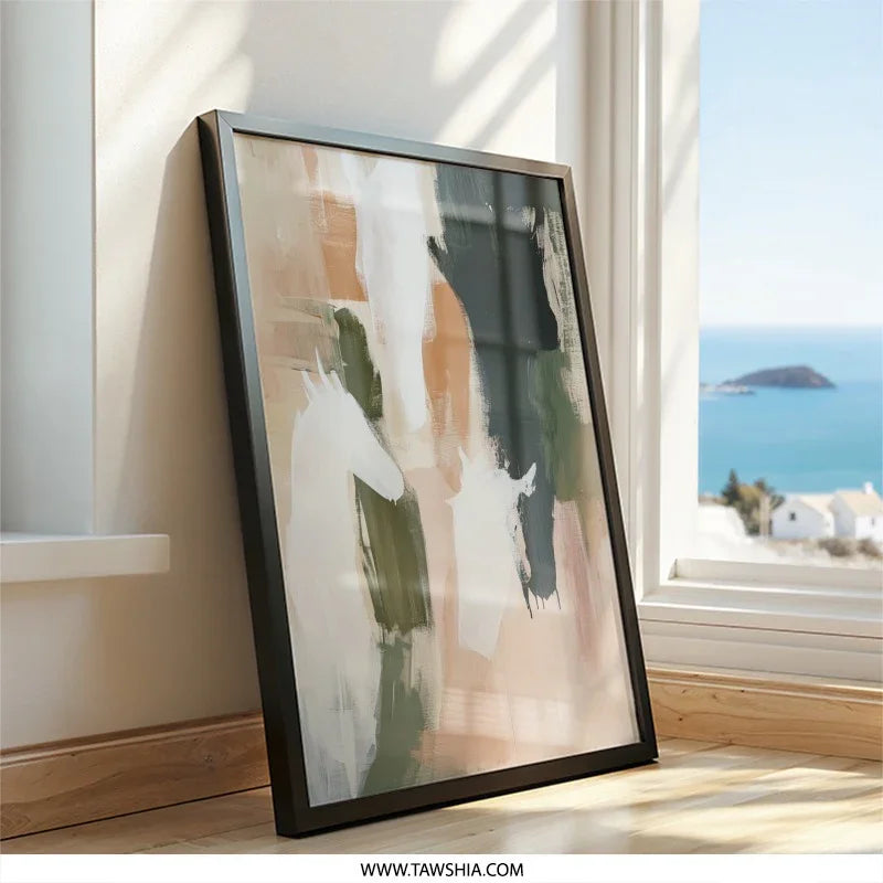 Abstract Horse Wall Art, Modern Farmhouse Decor, Neutral Tone Painting, Equestrian Print, Home Decor, Gallery Wall, Horse Lover Gift - Tawshia
