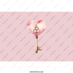 Heart Key Tumbler, Watercolor Tumbler, Love Tumbler, Unique Drinkware, Cute Valentine Gift, Pink Tumbler, Gift For Her, Novelty Tumbler - Tawshia