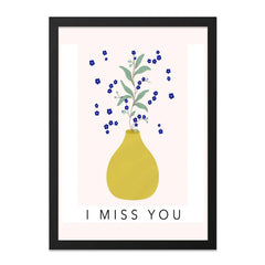 I Miss You Wall Art, Floral Vase Print, Sentimental Wall Decor, Forget Me Not Flowers, Minimalist Home Decor, Botanical Art Print - Tawshia