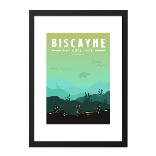 Biscayne National Park Wall Art, Minimalist Travel Poster, Florida Decor, Sea Turtle Print, Coastal Home Decor, Adventure Wall Art - Tawshia