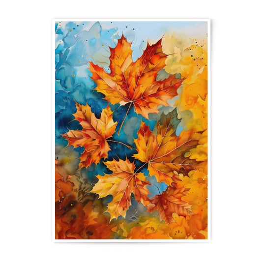 Autumn Leaves Photographic Print, Fall Decor, Watercolor Art, Maple Leaf Art, Nature Inspired Print, Colorful Wall Art - Tawshia