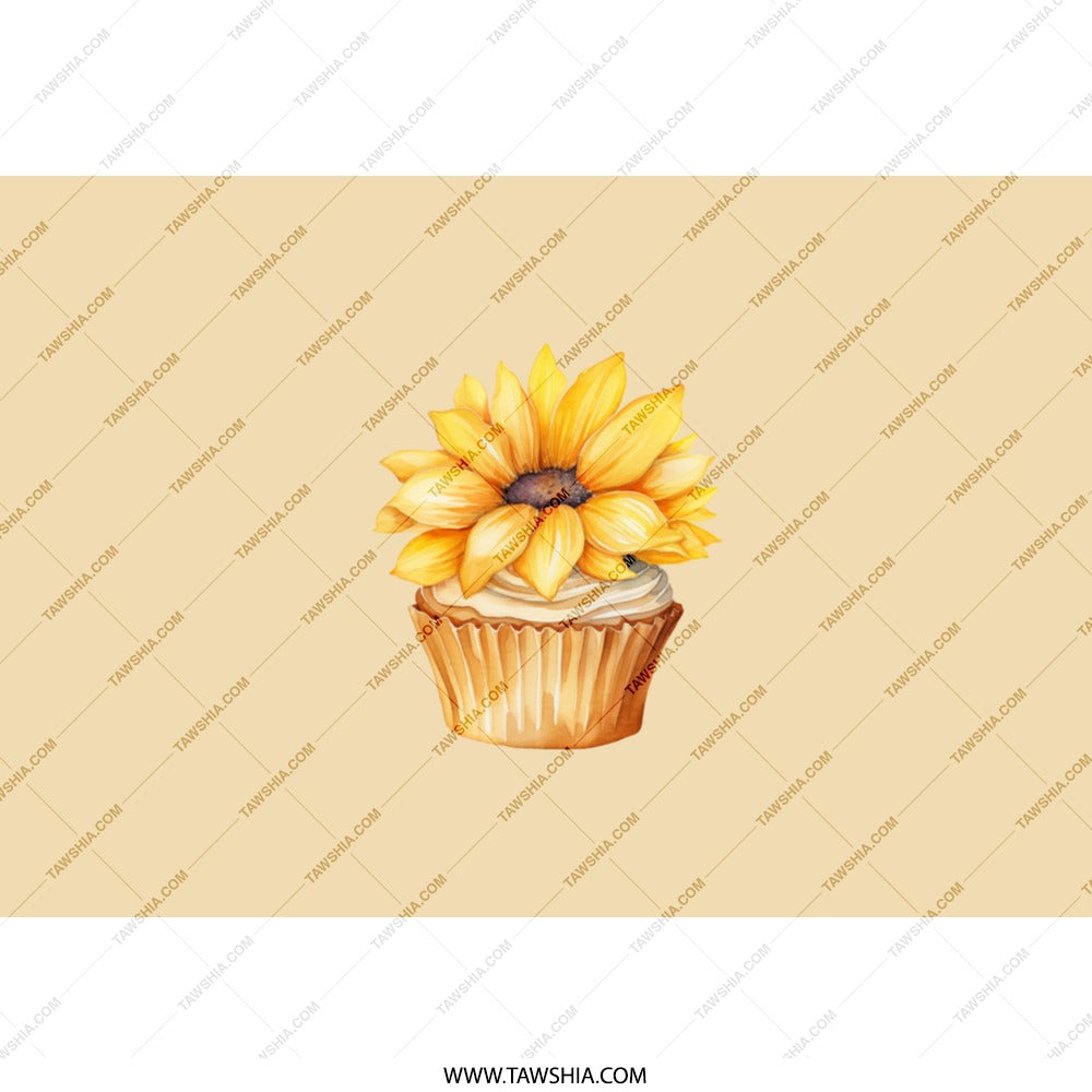Sunflower Cupcake Tumbler, Floral Tumbler, Summer Tumbler, Gift for Her, Cute Tumbler, Flower Tumbler, Cupcake Tumbler - Tawshia