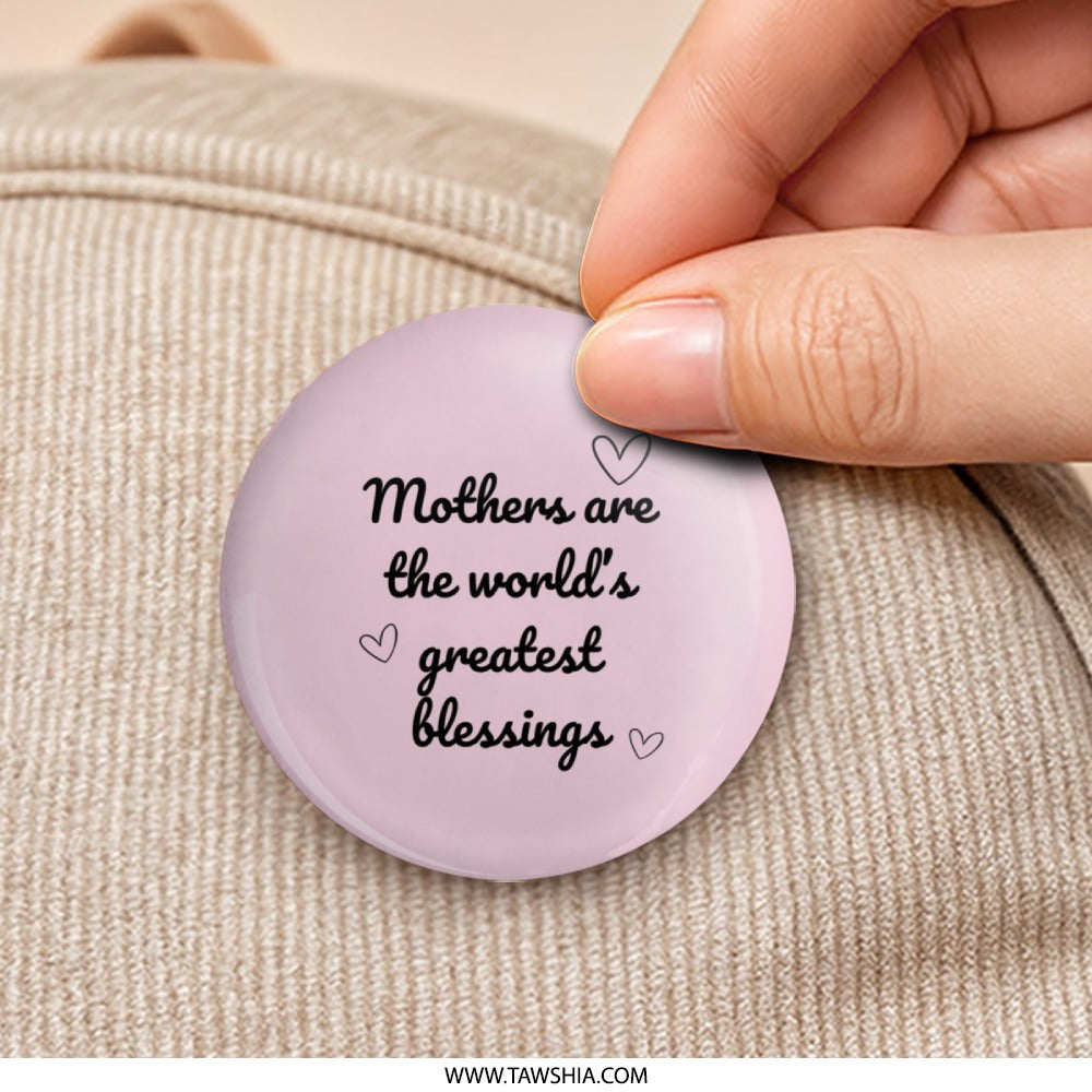 Mothers Day Pinback Button, Greatest Blessings Button, Mom Appreciation Pin, Heart Button, Cute Pink Button, Gift For Mom, Mothers Day Gift - Tawshia