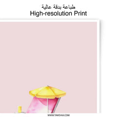 Beach Chair Photographic Prints, Summer Vacation Art, Coastal Wall Decor, Pink Aesthetic, Tropical Getaway, Watercolor Painting - Tawshia