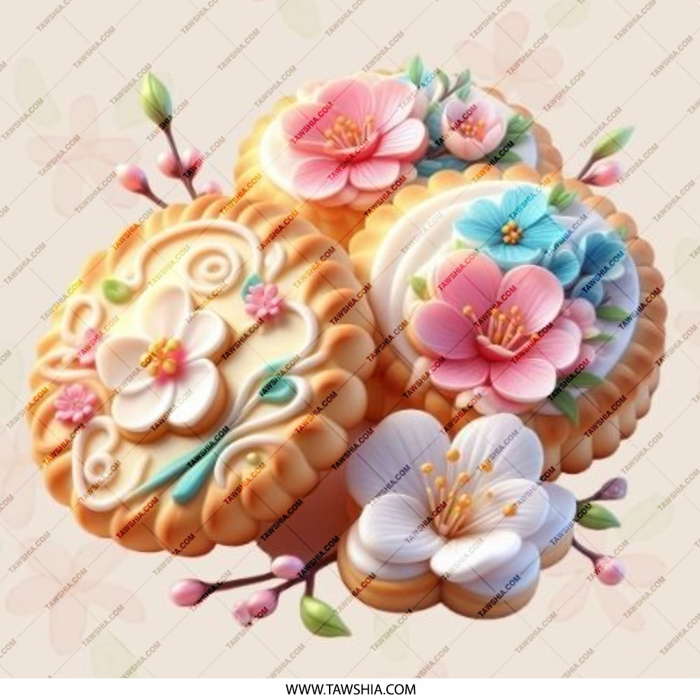 Floral Cookies Pinback Button, Cute Food Button, Spring Button, Pastel Aesthetic, Sweet Treat Pin, Elegant Kawaii Button - Tawshia