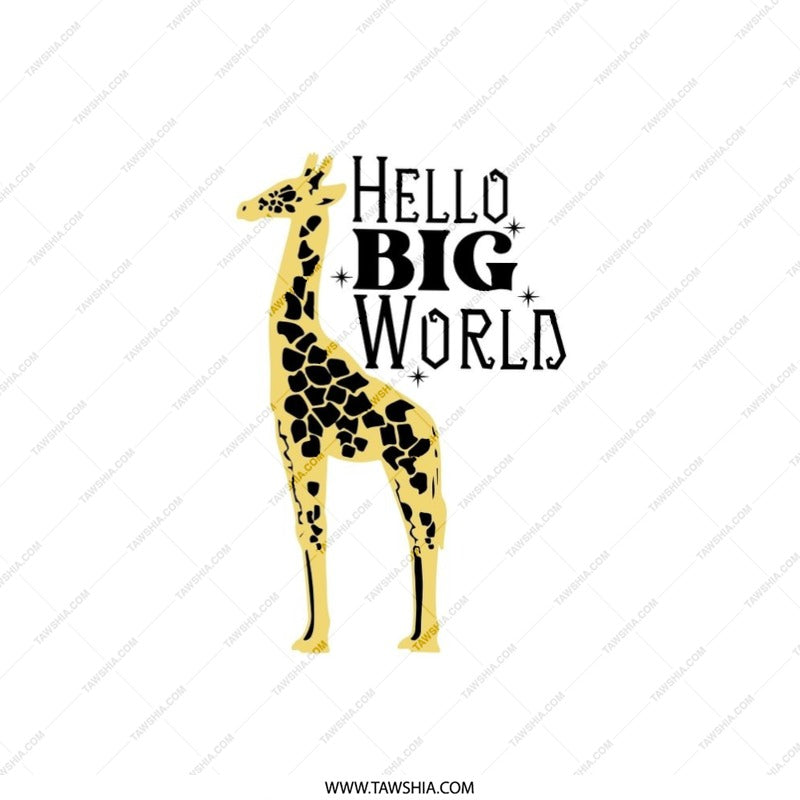 Hello Big World Giraffe Pillow, Cute Animal Pillow, Nursery Decor, Kids Room Accent, Baby Shower Gift, Unique Pillow Cover, Decorative - Tawshia