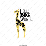 Hello Big World Giraffe Pillow, Cute Animal Pillow, Nursery Decor, Kids Room Accent, Baby Shower Gift, Unique Pillow Cover, Decorative - Tawshia