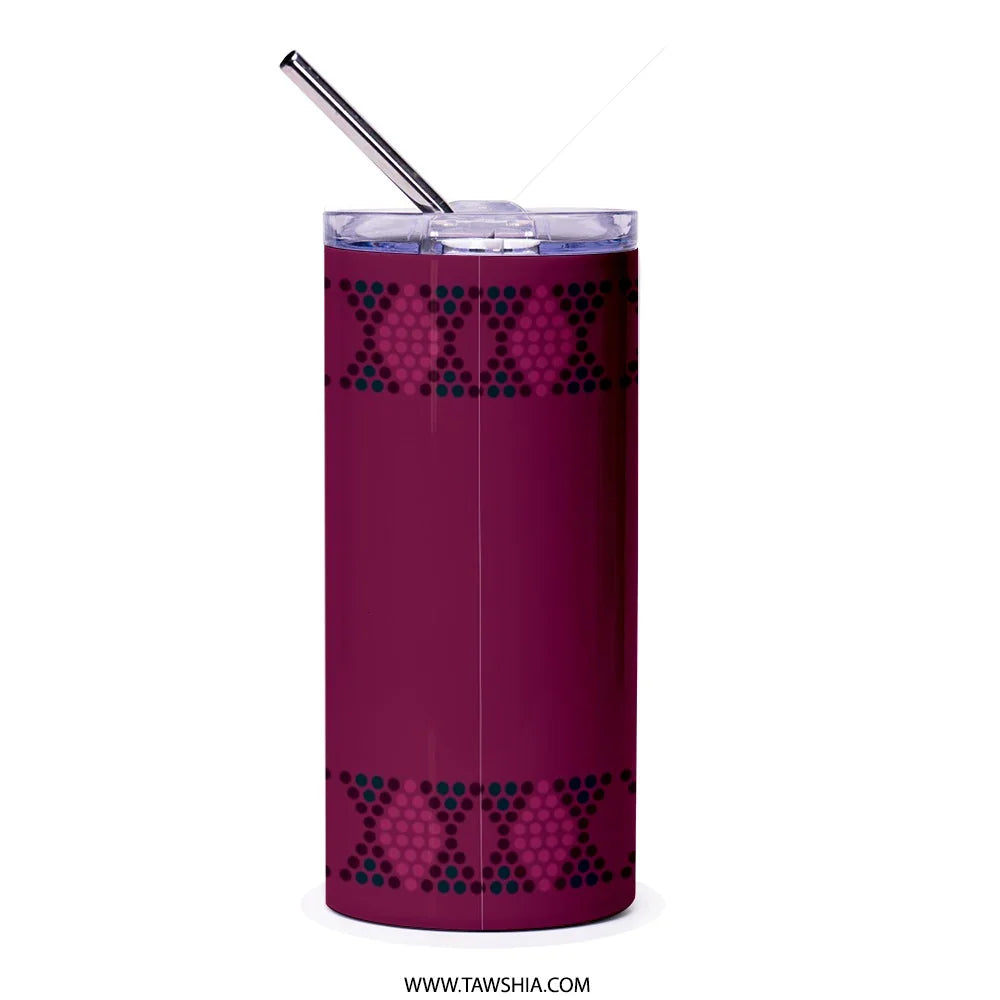 Stylish Reusable Maroon Tumbler Cup with Hexagon Trim product