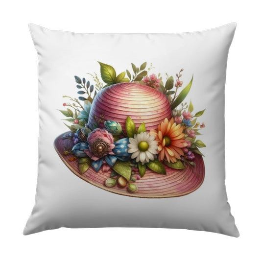 Floral Hat Pillow, Decorative Throw Pillow, Elegant Flower Pillow, Botanical Art Print, Whimsical Home Decor, Unique Gift Idea - Tawshia