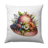 Floral Hat Pillow, Decorative Throw Pillow, Elegant Flower Pillow, Botanical Art Print, Whimsical Home Decor, Unique Gift Idea - Tawshia