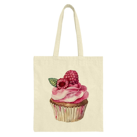 Raspberry Cupcake Tote Bag, Sweet Treat Design, Watercolor Style Bag, Cute Cupcake Art, Foodie Gift, Reusable Shopping Bag, Everyday Tote - Tawshia