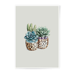 Succulent Photographic Prints, Leopard Print Planter, Desert Cactus, Boho Wall Art, Trendy Home Decor, Minimalist Plant Art - Tawshia