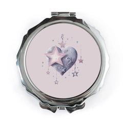 Starry Heart Pocket Mirror, Celestial Heart Mirror, Cute Pocket Mirror, Dreamy Star Design Compact Mirror, Gift for Her, Space Lover Gift - Tawshia