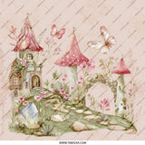 Fairy Castle Pinback Button, Magical Kingdom, Mushroom House, Fantasy Art Badge, Whimsical Garden, Pink Floral Decor, Cute Aesthetic - Tawshia