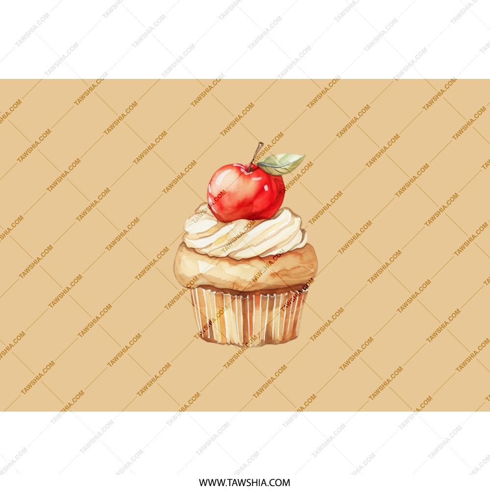 Apple Topped Cupcake Tumbler, Sweet Treat Drinkware, Dessert Lover Gift, Watercolor Cupcake Design, Unique Tumbler Cup, Kitchen Accessories - Tawshia