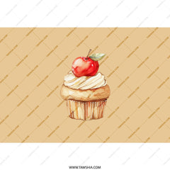 Apple Topped Cupcake Tumbler, Sweet Treat Drinkware, Dessert Lover Gift, Watercolor Cupcake Design, Unique Tumbler Cup, Kitchen Accessories - Tawshia