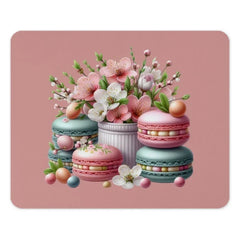 Macarons and Flowers Mouse Pad, Dessert Art Mousepad, Cute Desk Decor, Floral Mousepad, Spring Office Decor, Foodie Gift, Computer Accessory - Tawshia