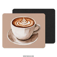 Latte Art Mouse Pad, Coffee Lover Gift, Watercolor Painting, Cute Desk Decor, Espresso Drink, Modern Home Office, Drinkware Inspired - Tawshia