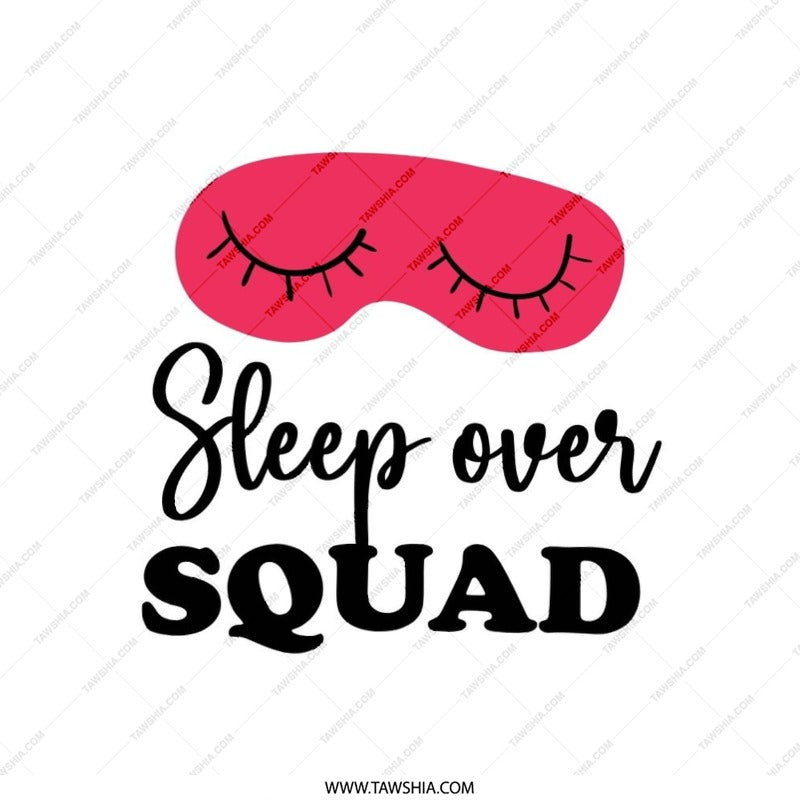 Sleepover Squad Pillow, Fun Decorative Pillow, Friendship Gift Idea, Cute Sleep Mask Design, Party Pillow, Best Friends Pillow - Tawshia