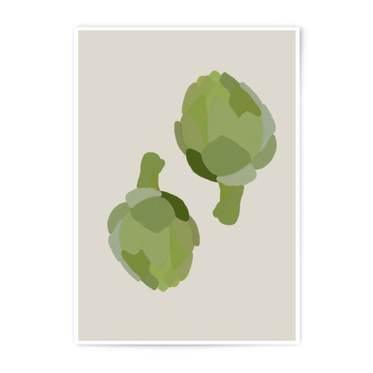 Artichoke Photographic Print, Minimalist Kitchen Wall Art, Modern Food Illustration, Botanical Art Print, Green Vegetable Art, Kitchen Decor - Tawshia