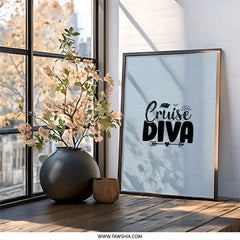 Cruise Diva Wall Art, Vacation Decor, Nautical Theme Art, Cruise Lover Gift, Travel Print, Home Decor, Cruise Ship Art - Tawshia