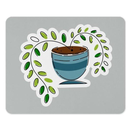 Cute Plant Mouse Pad, Potted Plant Art, Greenery Decor, Office Desk Accessory, Home Office, Desk Decor - Tawshia