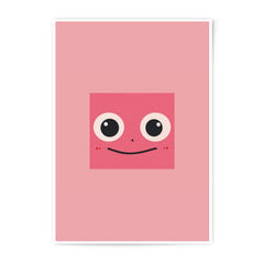 Pink Square Face Photographic Print, Cartoon Art, Kids Room Decor, Nursery Wall Art, Cute Illustration, Minimalist Art - Tawshia