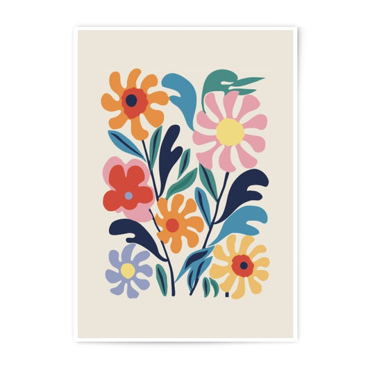Floral Photographic Print, Colorful Flower Art, Retro Botanical Decor, Modern Home Wall Art, Flower Illustration Print - Tawshia