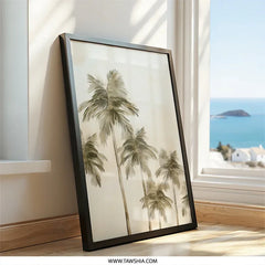 Palm Tree Wall Art, Tropical Wall Decor, Coastal Art Print, Beach House Decor, Neutral Tones, Botanical Illustration, Summer Vibes Artwork - Tawshia