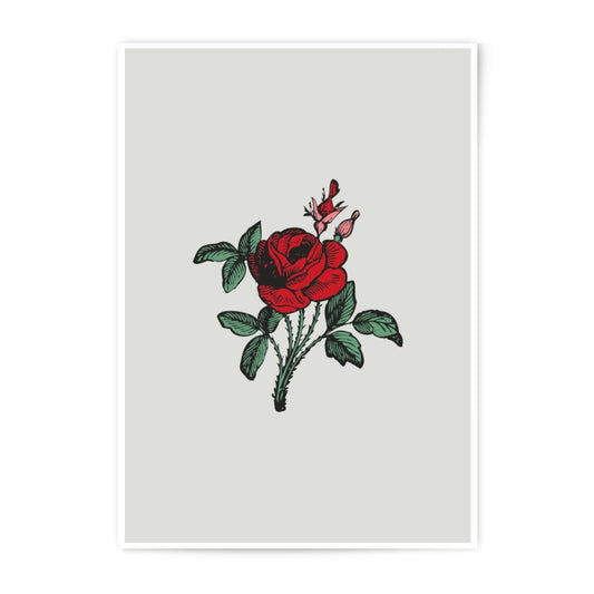 Red Rose Photographic Prints, Floral Art, Botanical Print, Vintage Flower Wall Decor, Home Decor, Gift Idea - Tawshia