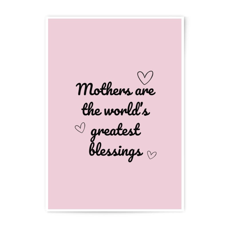 Mother's Day Gift Photographic Prints, Pink Mothers are the World's Greatest Blessings Wall Art, Home Decor Gift for Mom, Mother's Day Decor - Tawshia