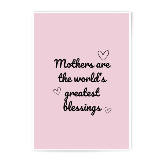 Mother's Day Gift Photographic Prints, Pink Mothers are the World's Greatest Blessings Wall Art, Home Decor Gift for Mom, Mother's Day Decor - Tawshia