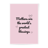 Mother's Day Gift Photographic Prints, Pink Mothers are the World's Greatest Blessings Wall Art, Home Decor Gift for Mom, Mother's Day Decor - Tawshia