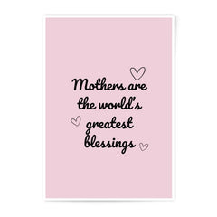 Mother's Day Gift Photographic Prints, Pink Mothers are the World's Greatest Blessings Wall Art, Home Decor Gift for Mom, Mother's Day Decor - Tawshia