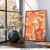 Retro Swirl Wall Art, 70s Inspired Print, Abstract Groovy Decor, Orange Cream Wave Poster, Trendy Home Art, Funky Aesthetic Room Decor - Tawshia