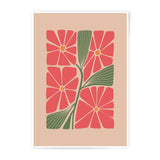 Retro Floral Photographic Print, Geometric Flower Art, Mid Century Modern Wall Decor, Abstract Botanical Print, Pink and Green Home Art - Tawshia