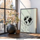 Friendship Wall Art, Distance Means Little, Travel Wall Decor, Friendship Gift, Globe Art Print, Long Distance Gift, Airplane Decor - Tawshia