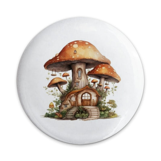 Mushroom House Pinback Button, Fairycore Cottagecore Aesthetic, Whimsical Fantasy Button, Enchanted Forest Badge, Unique Gift Idea - Tawshia