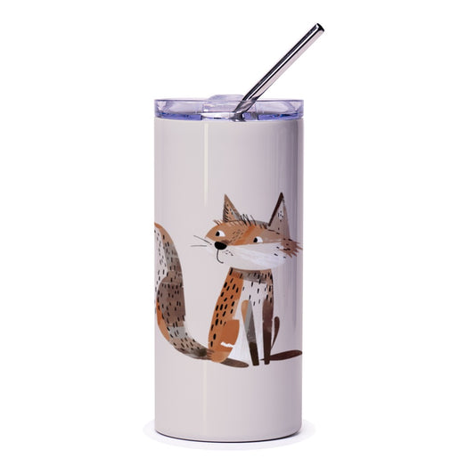 Cute Fox Tumbler, Animal Lover Gift, Artistic Drinkware, Unique Fox Design, Stylish Cup, Gift For Her, Gift For Him, Coffee Tea Tumbler - Tawshia