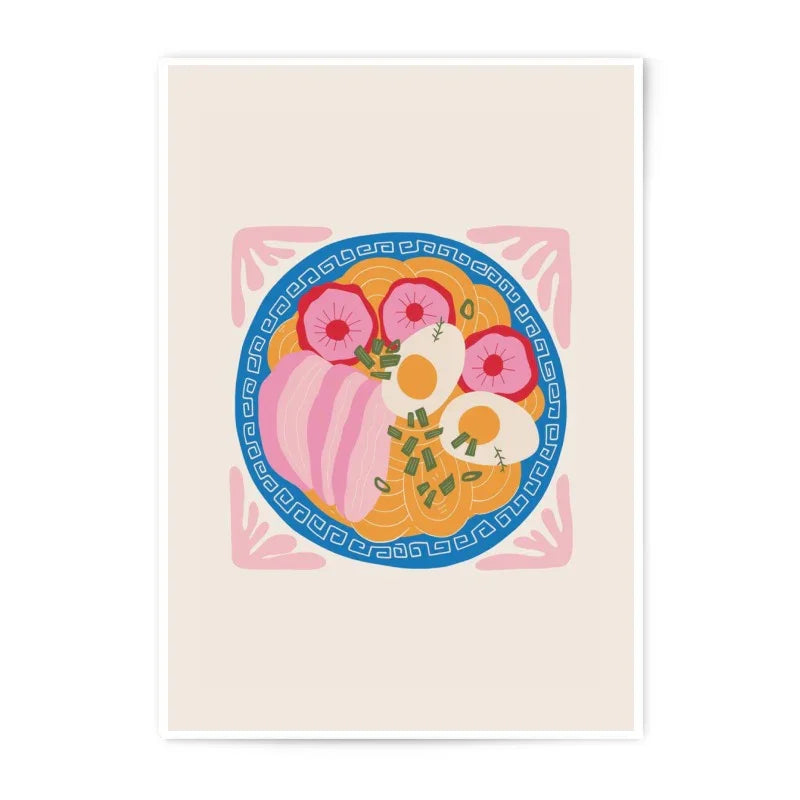 Ramen Photographic Print, Japanese Food Art, Kitchen Decor, Noodle Bowl Illustration, Unique Wall Art, Foodie Gift - Tawshia