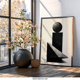 Abstract Geometric Wall Art, Modern Art Print, Black and White Shapes, Contemporary Home Decor, Minimalist Wall Decor - Tawshia