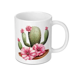 Cactus Mug, Floral Cactus, Desert Mug, Pink Flowers Mug, Succulent Mug, Nature Inspired Mug, Botanical Mug, Unique Mug - Tawshia