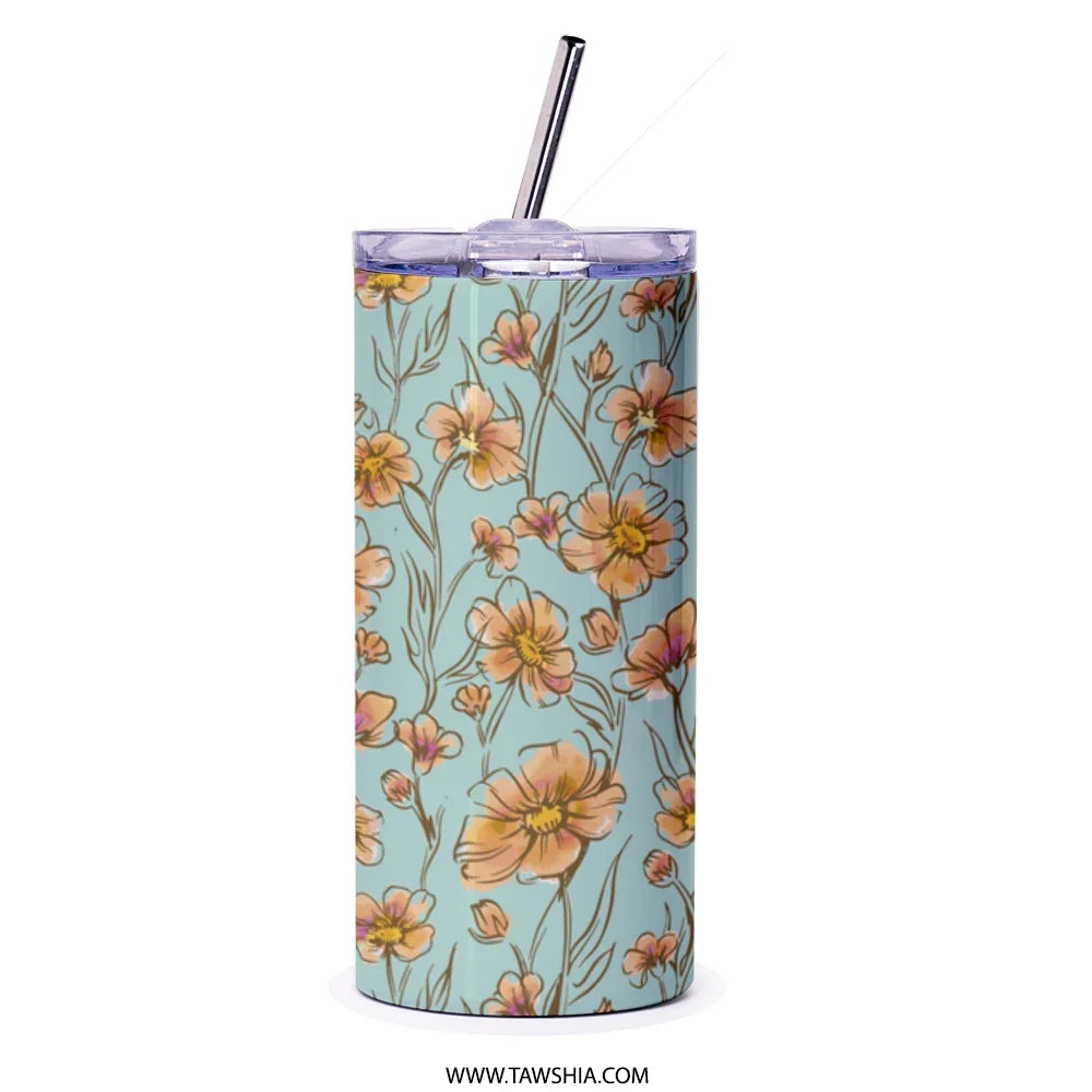 Floral Pattern Skinny Tumbler Insulated Travel Flask product