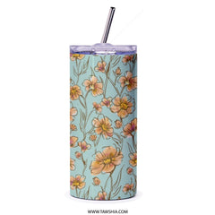 Floral Pattern Skinny Tumbler Insulated Travel Flask product