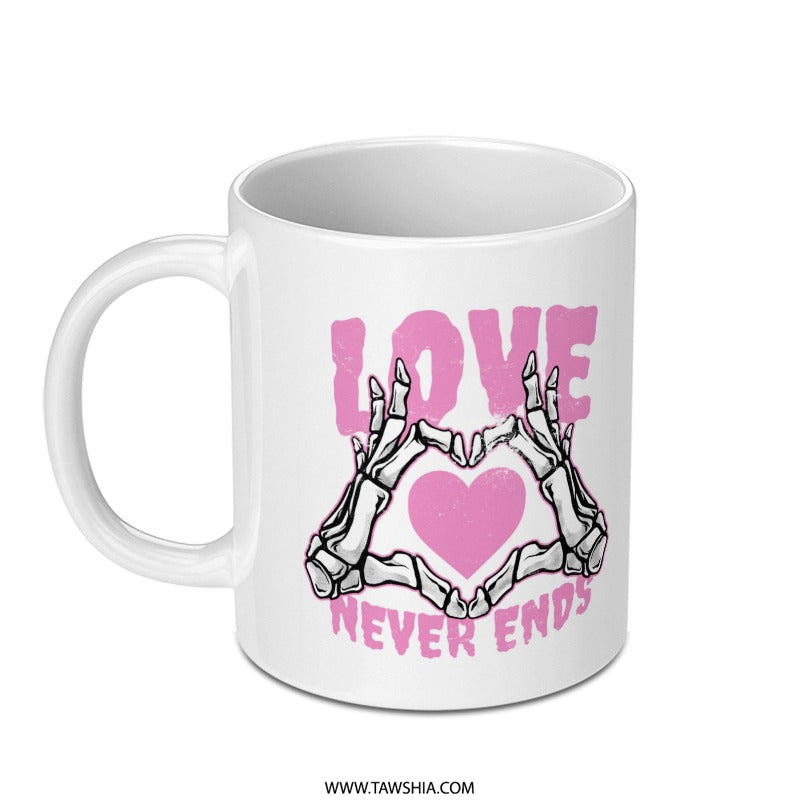 Love Never Ends Graphic Skeleton Mug product