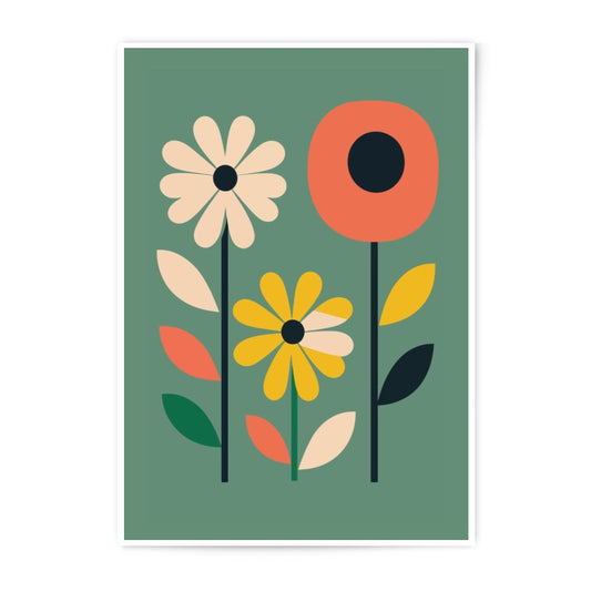 Retro Flower Photographic Print, Mid Century Modern Art, Floral Wall Decor, Botanical Print, Home Decor, Minimalist Art - Tawshia