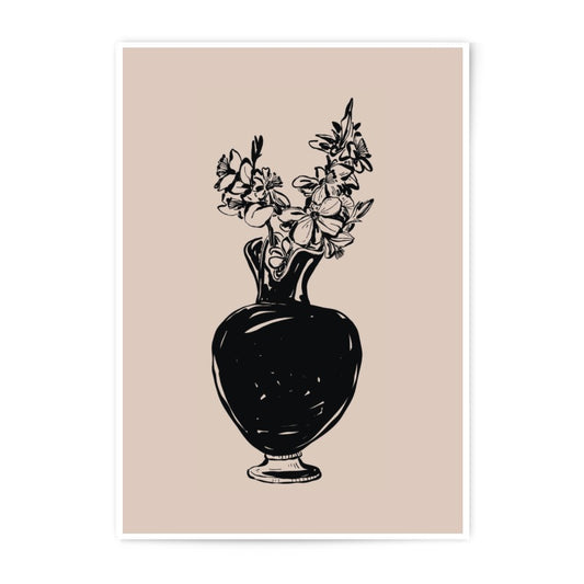 Flower Vase Photographic Print, Black Vase Art, Floral Photography, Elegant Still Life, Minimalist Art Print, Home Decor Art, Wall Decor Art - Tawshia