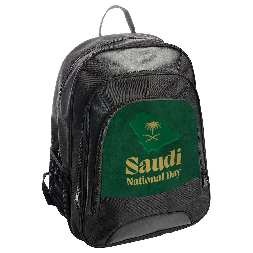 Saudi National Day Backpack, Green Gold Saudi Map, Patriotic Travel Bag, Kingdom Pride, Celebration Gift - Tawshia