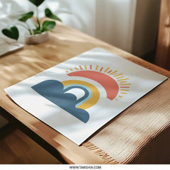 Boho Rainbow Photographic Print, Sun and Cloud Art, Minimalist Wall Decor, Kids Room Art, Nursery Decor, Modern Art Print, Home Decor - Tawshia