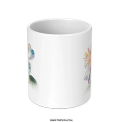 White Hibiscus Flower Mug, Floral Art Coffee Cup, Watercolor Botanical Mug, Colorful Blossom Tea Mug, Unique Flower Gift, Art Lover Gift - Tawshia